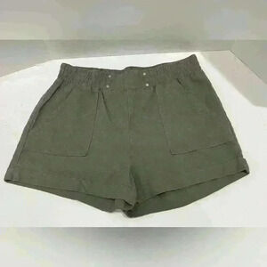 CI Sono linen blend cargo shorts in olive green pull  on shorts size Large